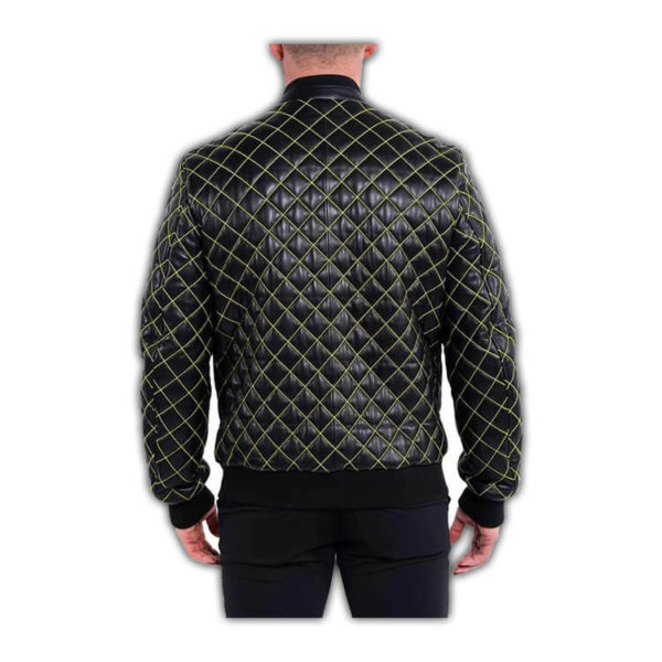 Quilted Leather Bomber Jacket - Image 2