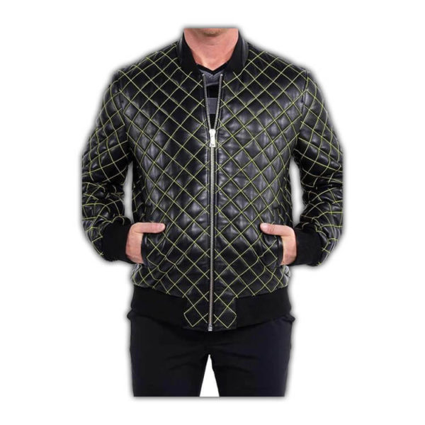 Quilted Leather Bomber Jacket
