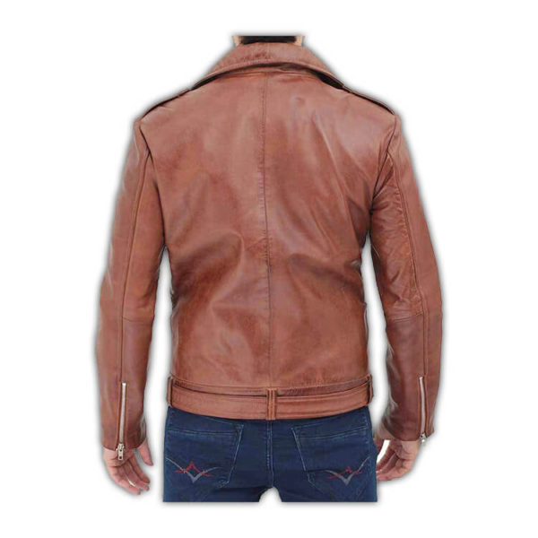 Negan Asymmetrical Mens Brown Leather Jacket - Image 2