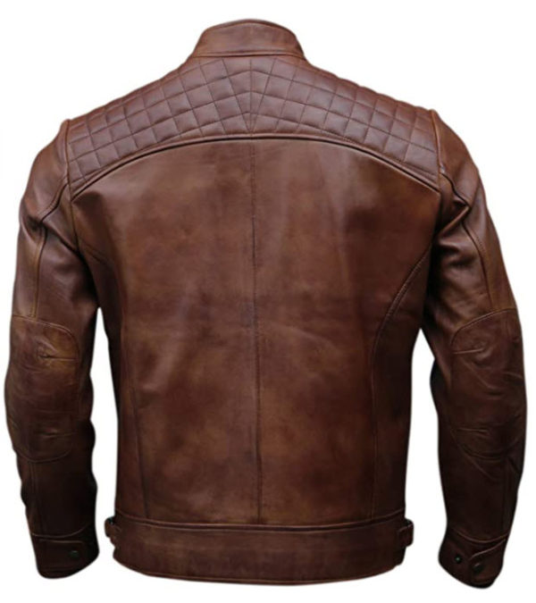 Mens Genuine Leather Biker Jacket Black | Vintage Brown Distressed Lambskin Motorcycle Jackets for Men - Image 4