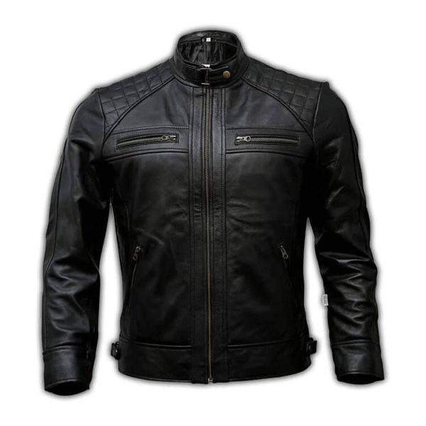 Mens Genuine Leather Biker Jacket Black | Vintage Brown Distressed Lambskin Motorcycle Jackets for Men